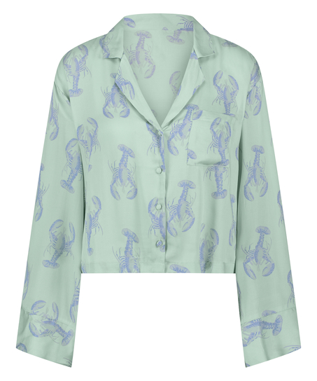 Kurtka z satyny z długimi rękawami, Zielony