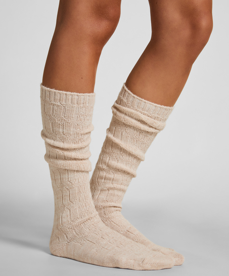 2 pary długich skarpet, Beżowy