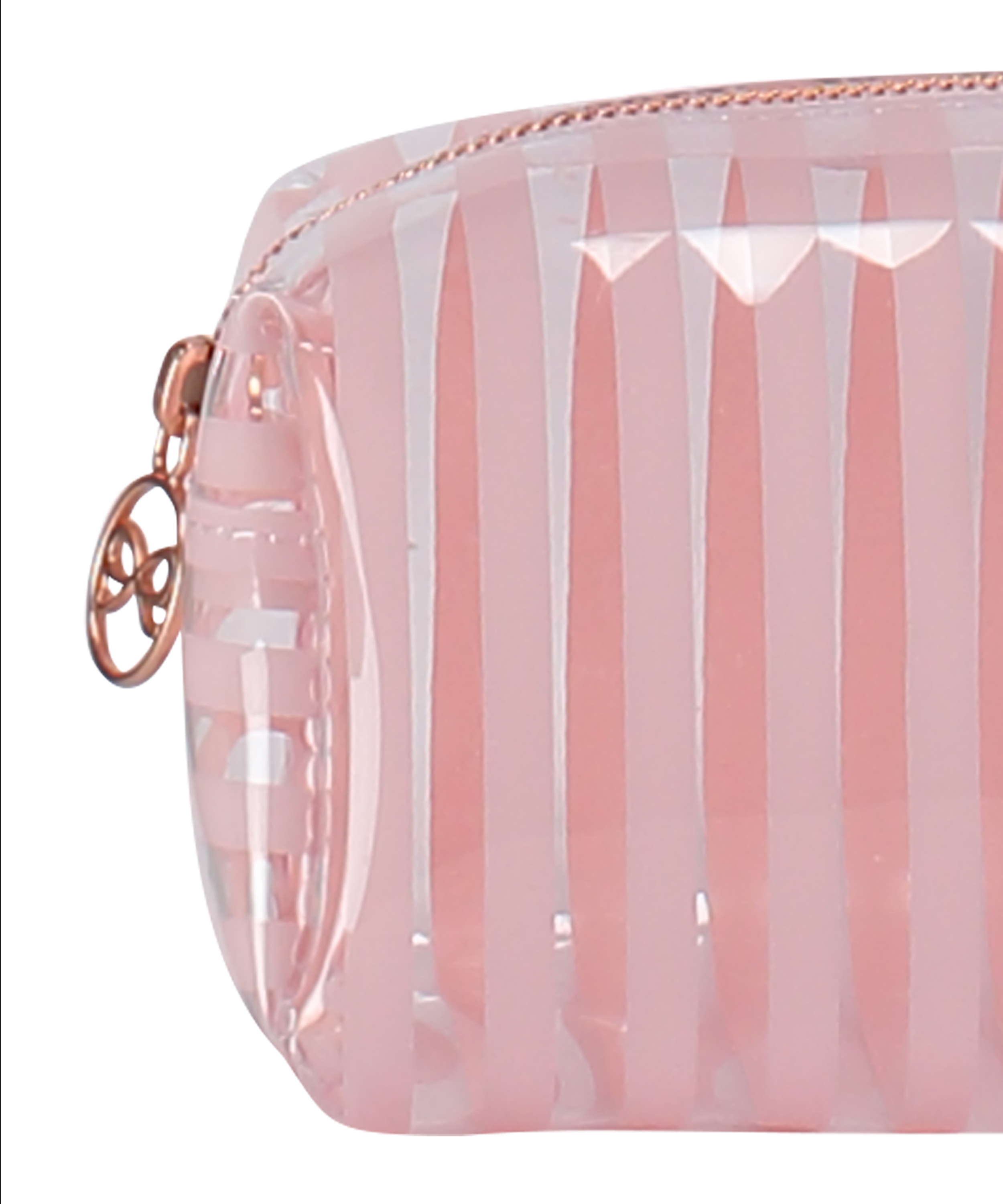 Stripe Plastic Make Up Bag, R&oacute;żowy, main