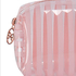 Stripe Plastic Make Up Bag, R&oacute;żowy