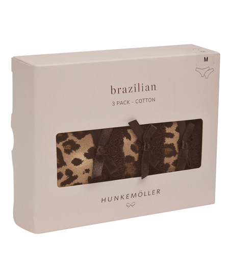 Wielopak Bawełnianych Majtek Brazilian, Brązowy