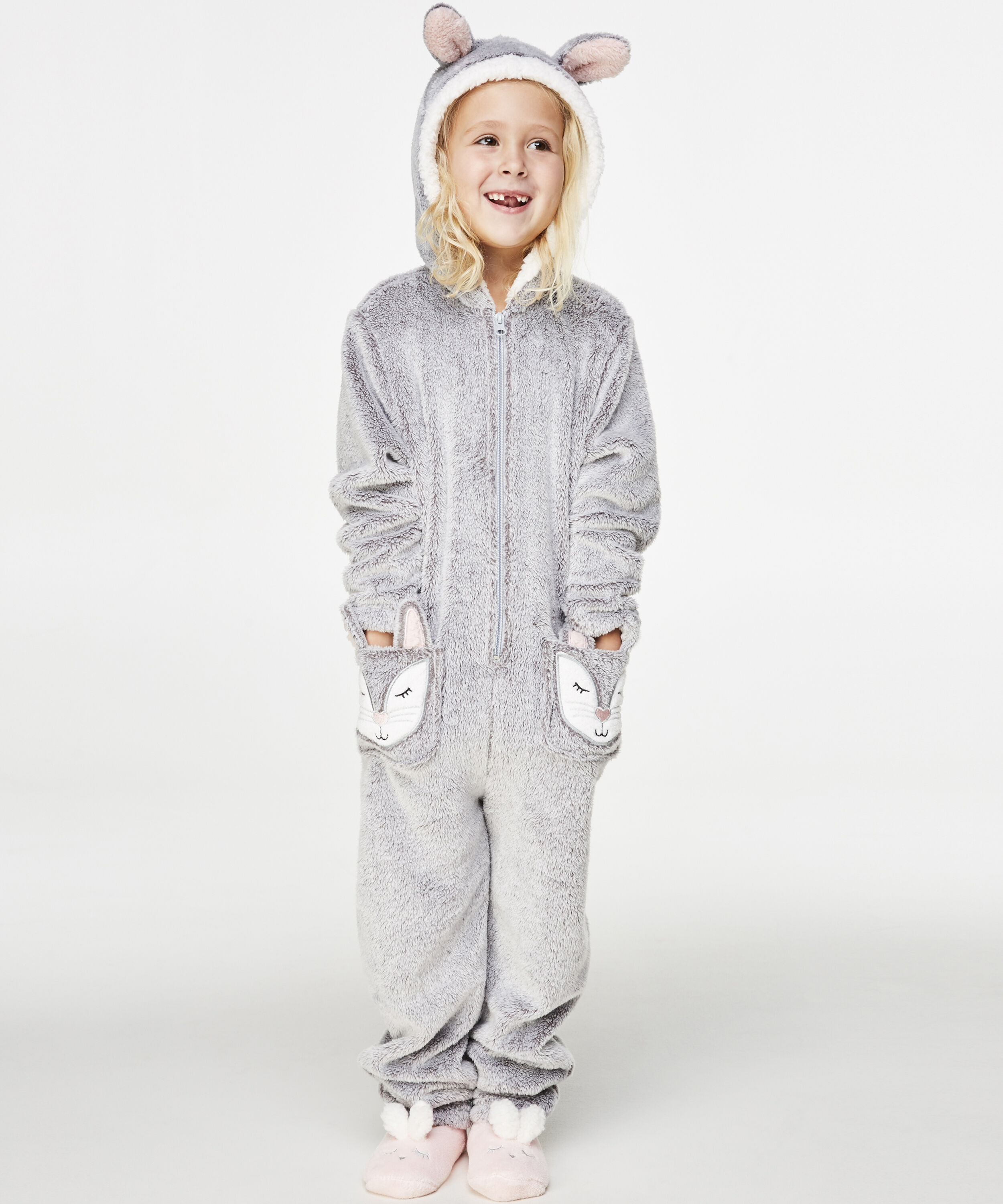 Fleece Onesie Kids, Szary