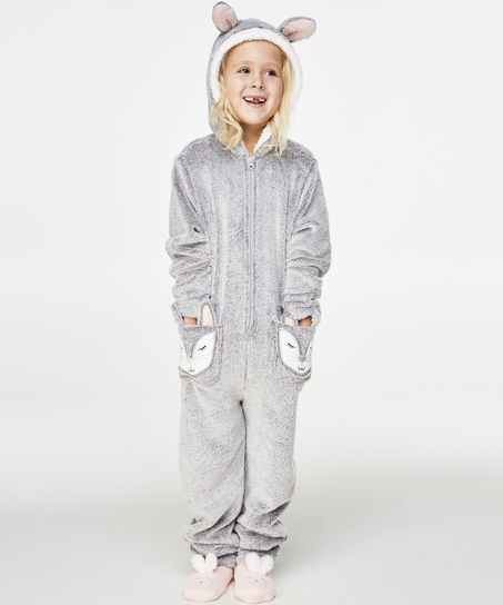 Fleece Onesie Kids, Szary
