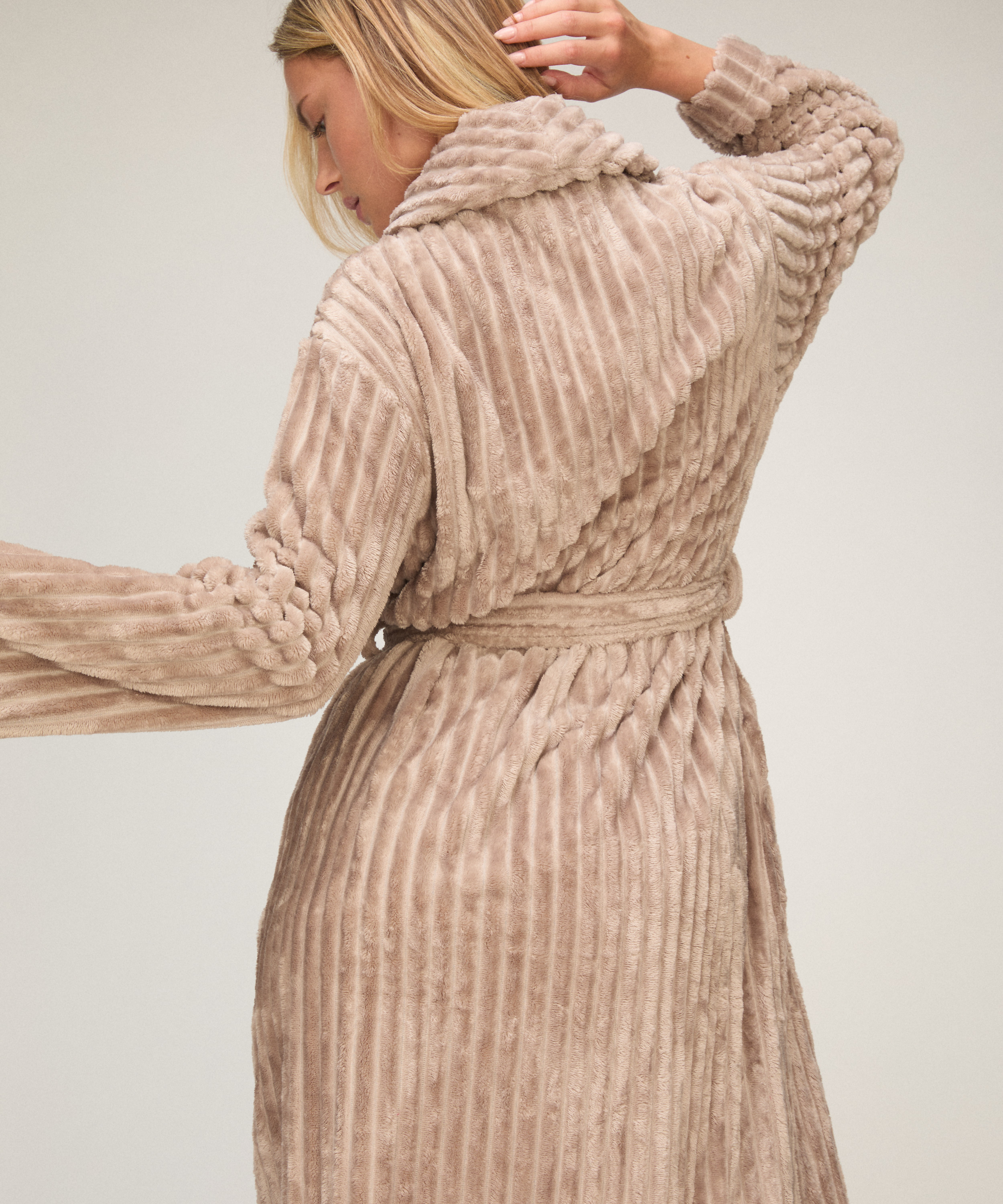 Szlafrok Jacqueared Fleece, Beżowy, main
