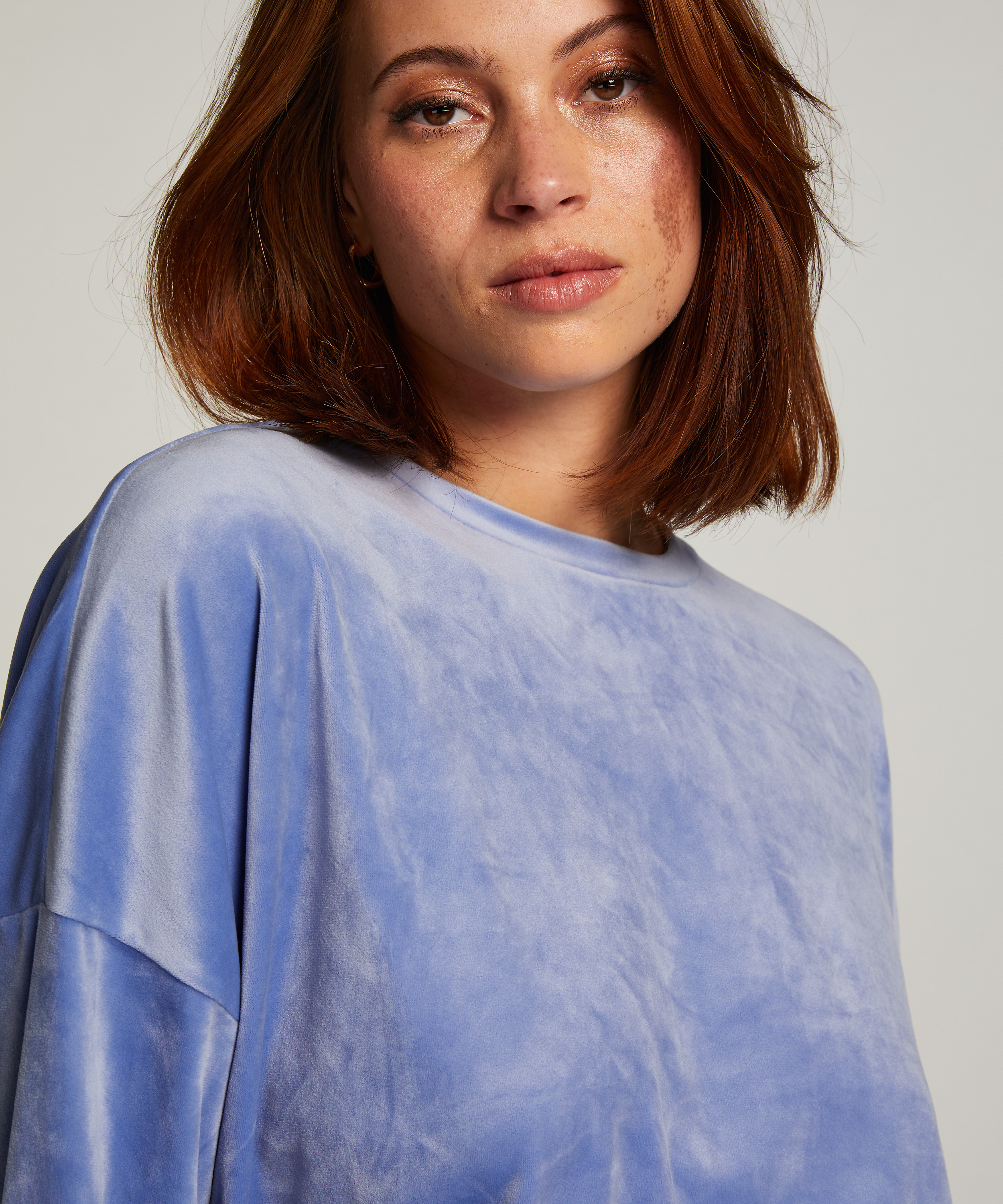 Welurowy top, Niebieski, main