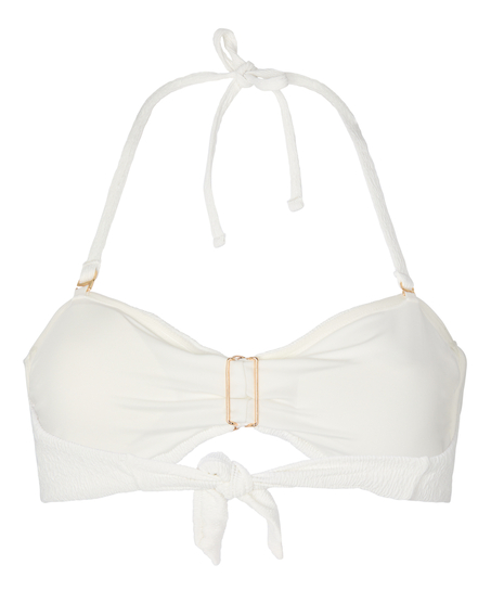 Niewyściełany Biustonosz Bikini z Fiszbinami Crinkle, Biały
