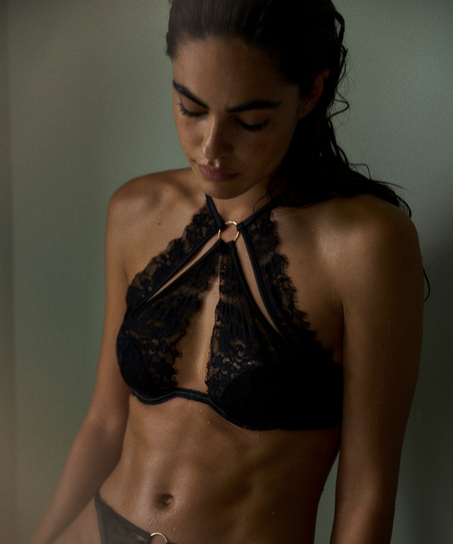 Biustonosz Nienke usztywniany z fiszbinami, Czarny