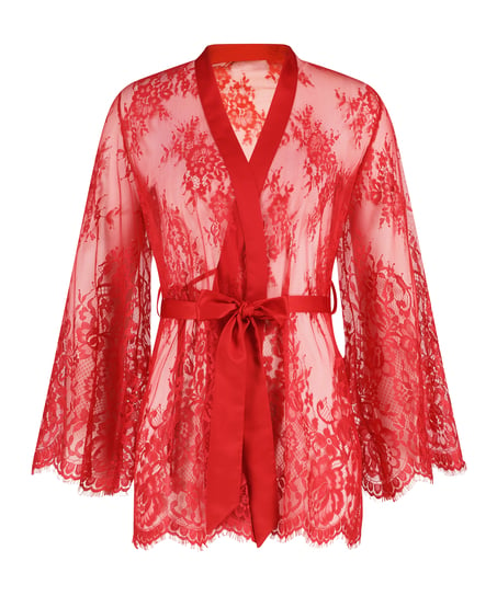 Kimono z koronką Isabelle, Czerwony