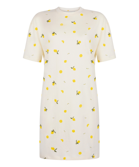 Koszula nocna z okrągłym dekoltem, Biały