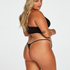 Louisa high leg Thong, Czarny