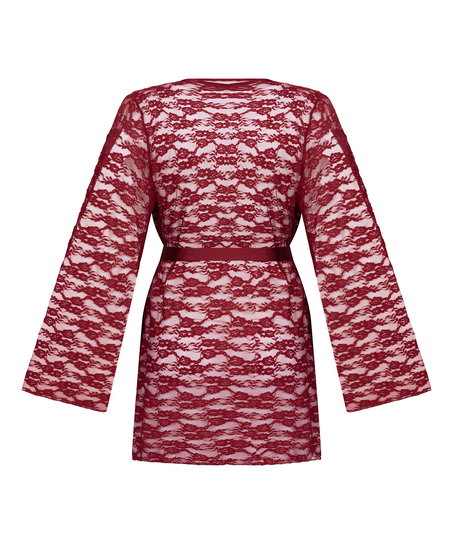 Kimono w całości wykonane z koronki, Czerwony