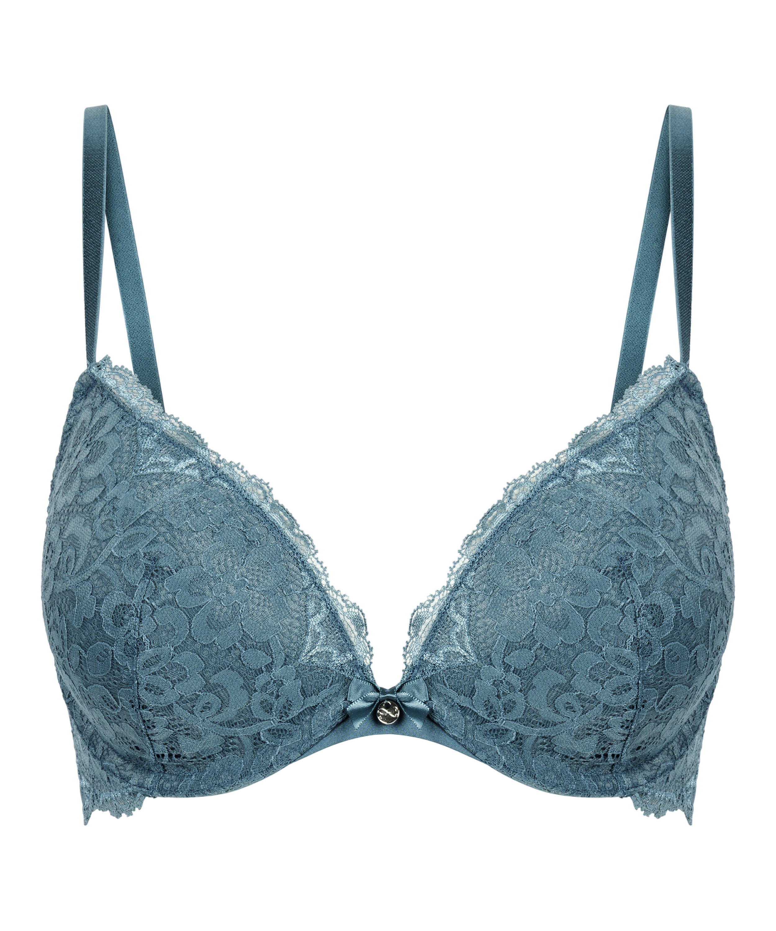 Wyściełany biustonosz push-up z fiszbinami Marine, Niebieski, main