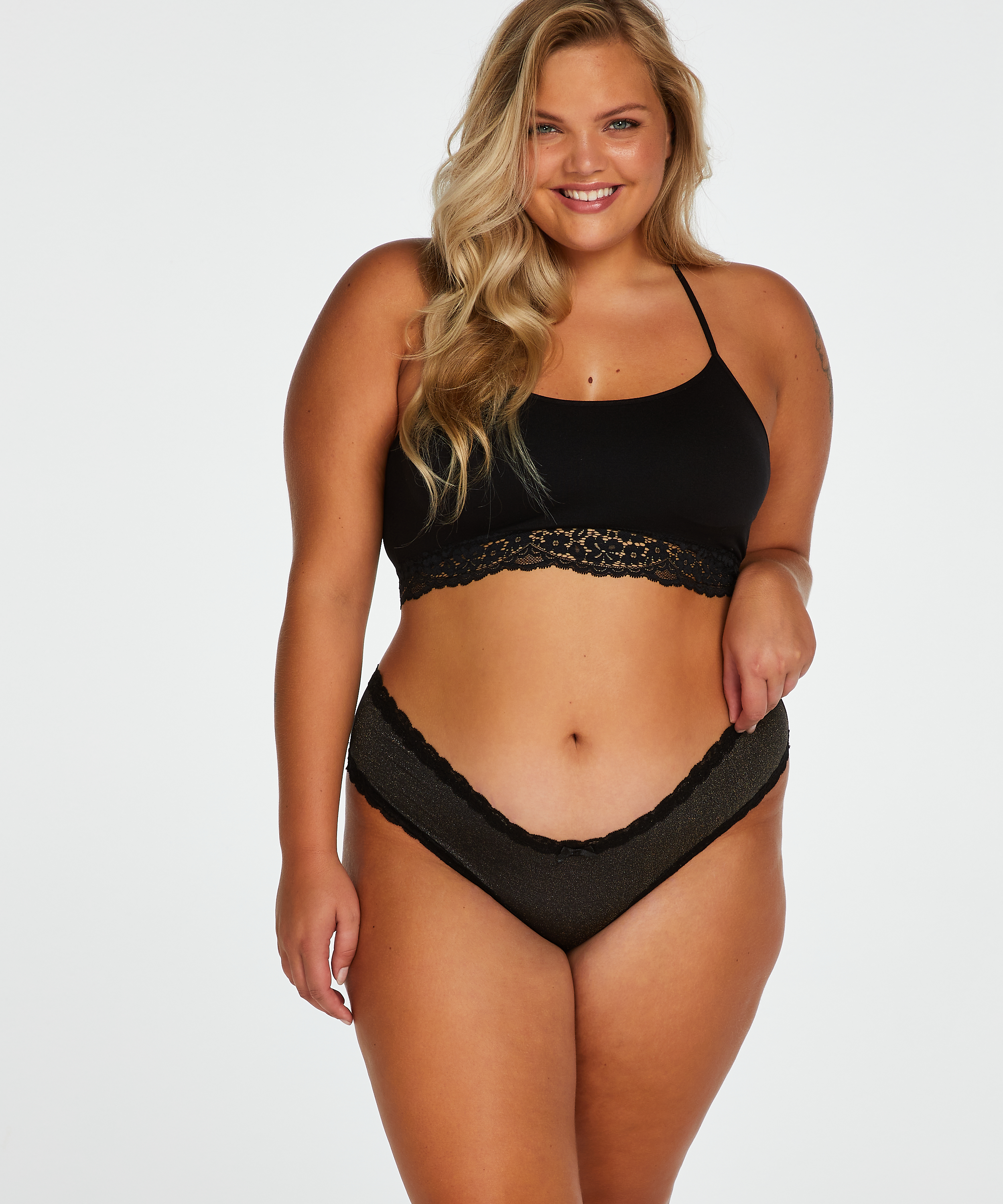 Brazyliany z mikrofibry w kształcie litery V, Czarny, main