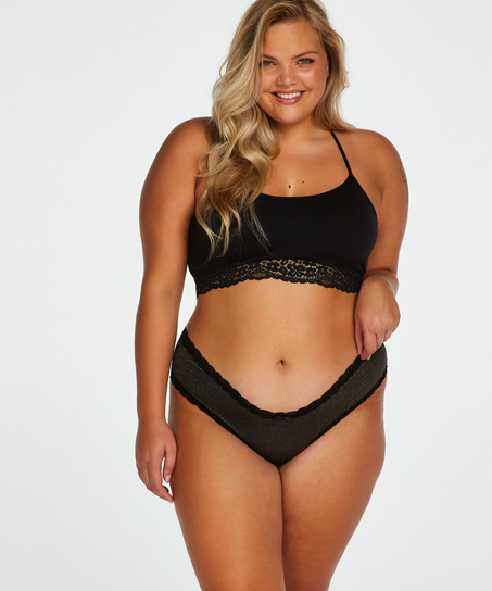 Brazyliany z mikrofibry w kształcie litery V, Czarny