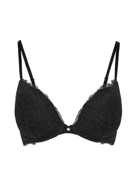 Wyściełany biustonosz push-up z fiszbinami Marine, Czarny