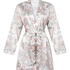 Satynowe Kimono w Kwiatowy Wz&oacute;r, Biały