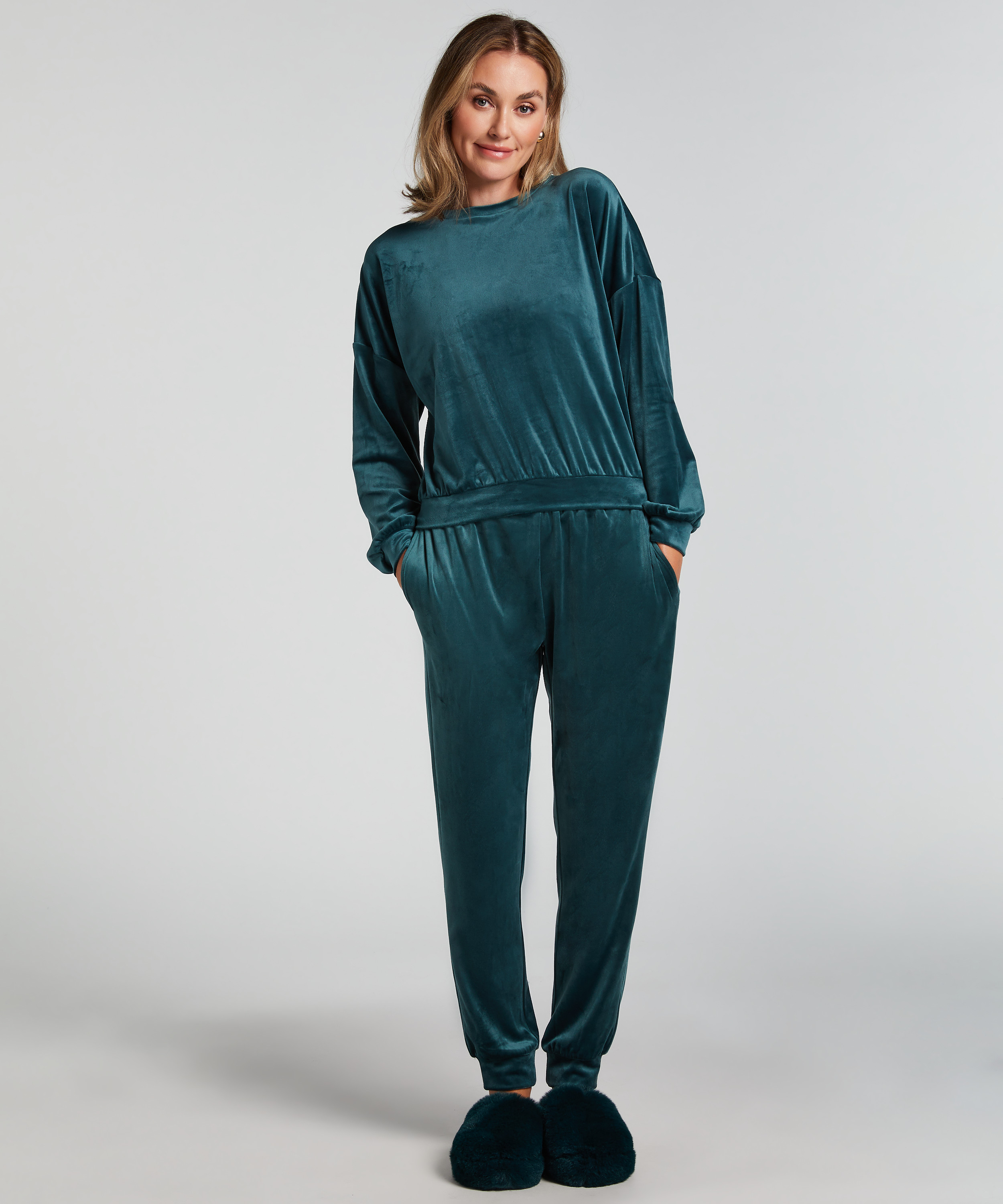 Welurowy top, Zielony, main