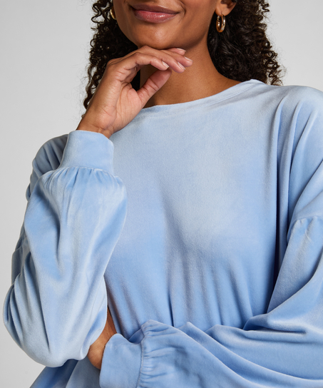 Welurowy top, Niebieski