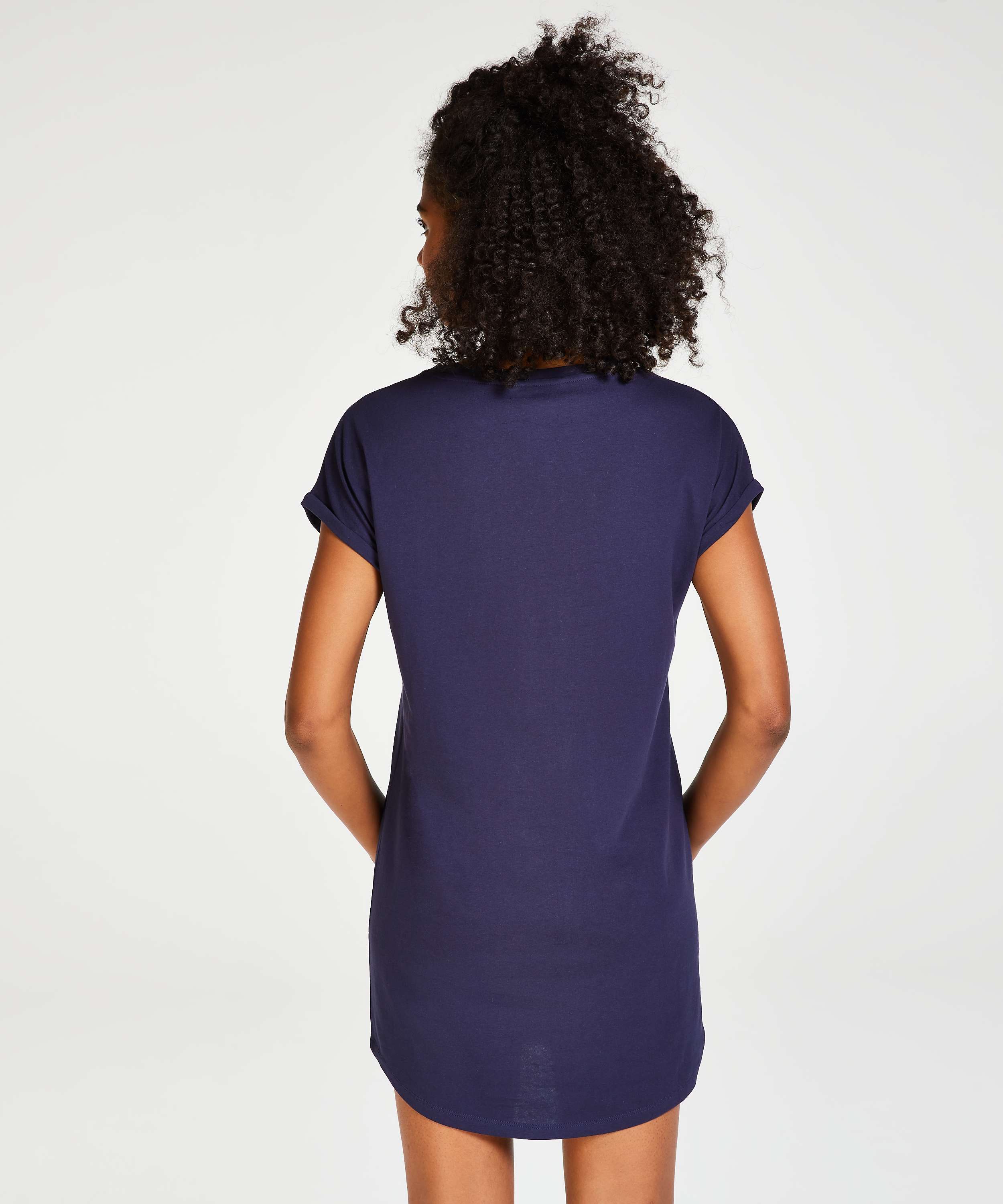 Koszula nocna z okrągłym dekoltem, Niebieski, main