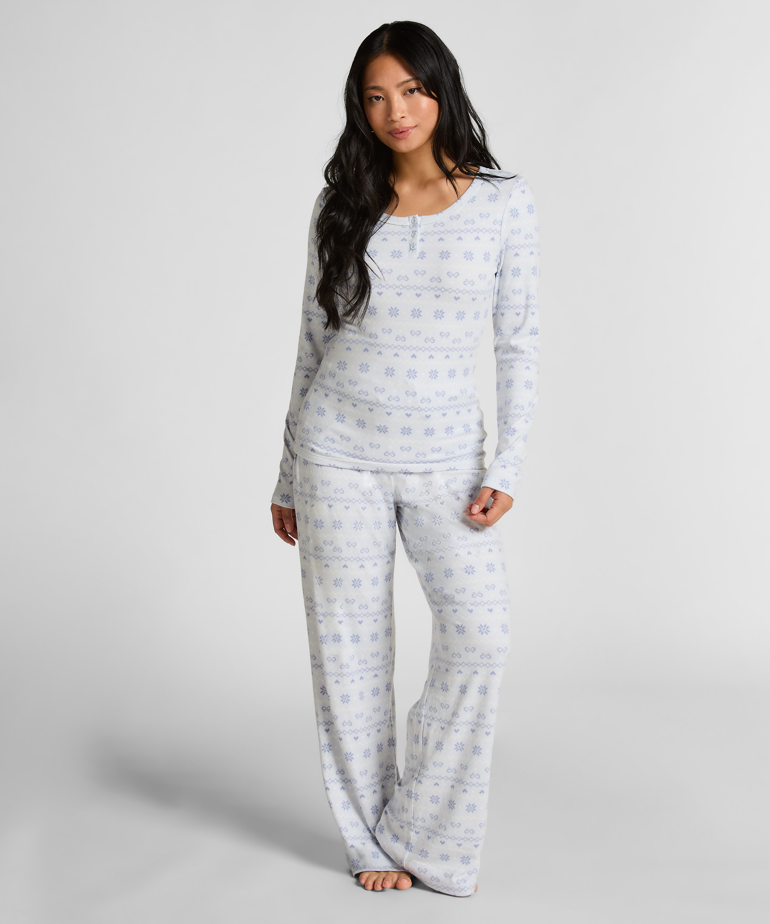 Dżersejowy zestaw piżamowy Fairisle, Niebieski, main