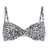Biustonosz Bikini z Fiszbinami i Wkładkami Leopard, Czarny