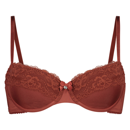 Cherry Padded Underwired Bra, Czerwony