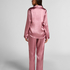Zestaw piżamowy z błyszczącej satyny, R&oacute;żowy