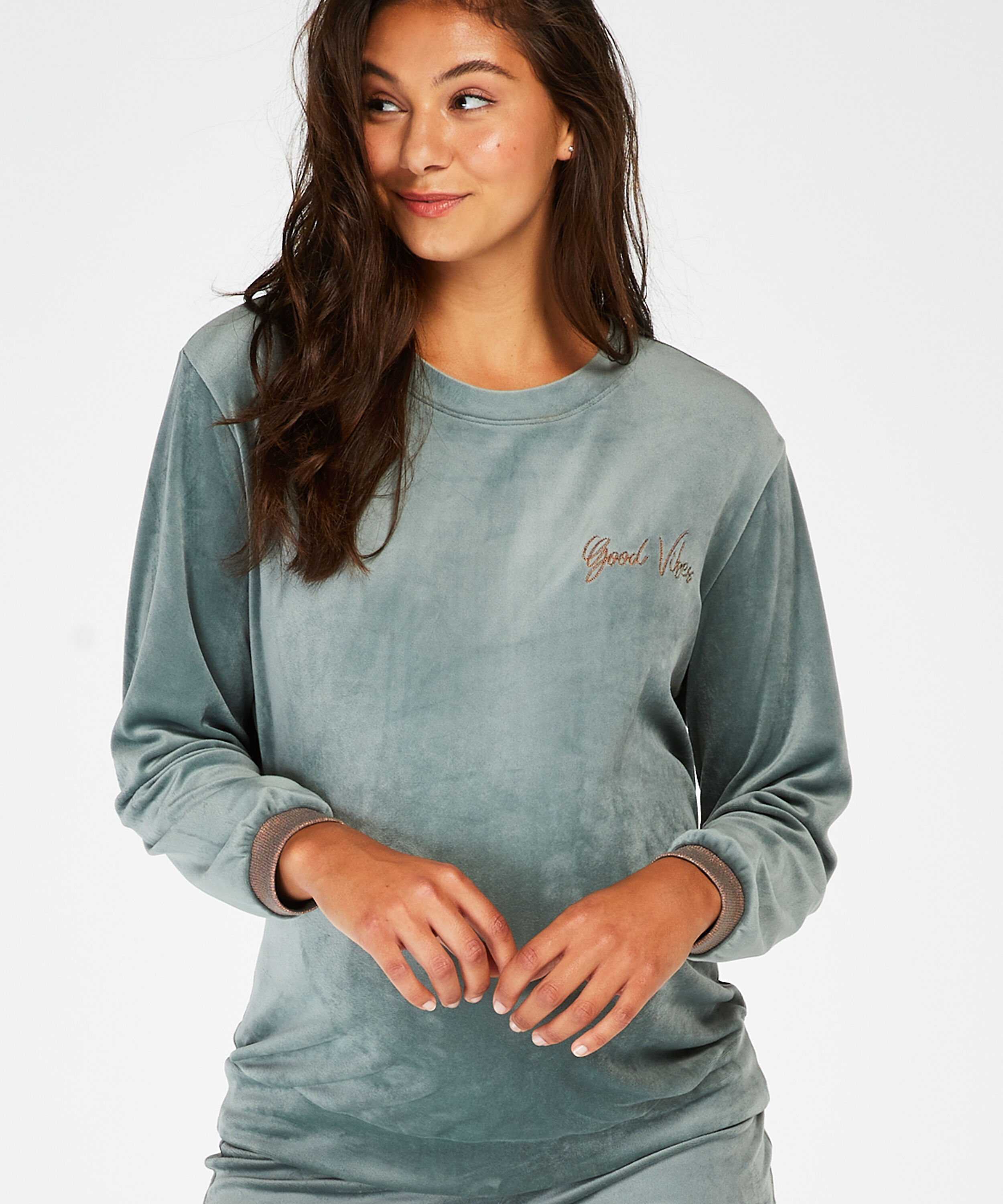 Aksamitny top ciążowy, Zielony