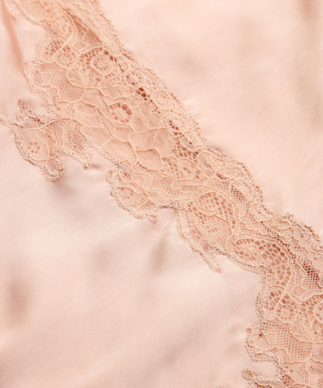 Długa  satynowa halka, Beżowy