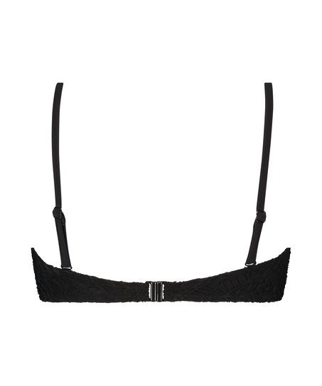 Szydełkowy usztywniany stanik bikini typu bandeau, Czarny