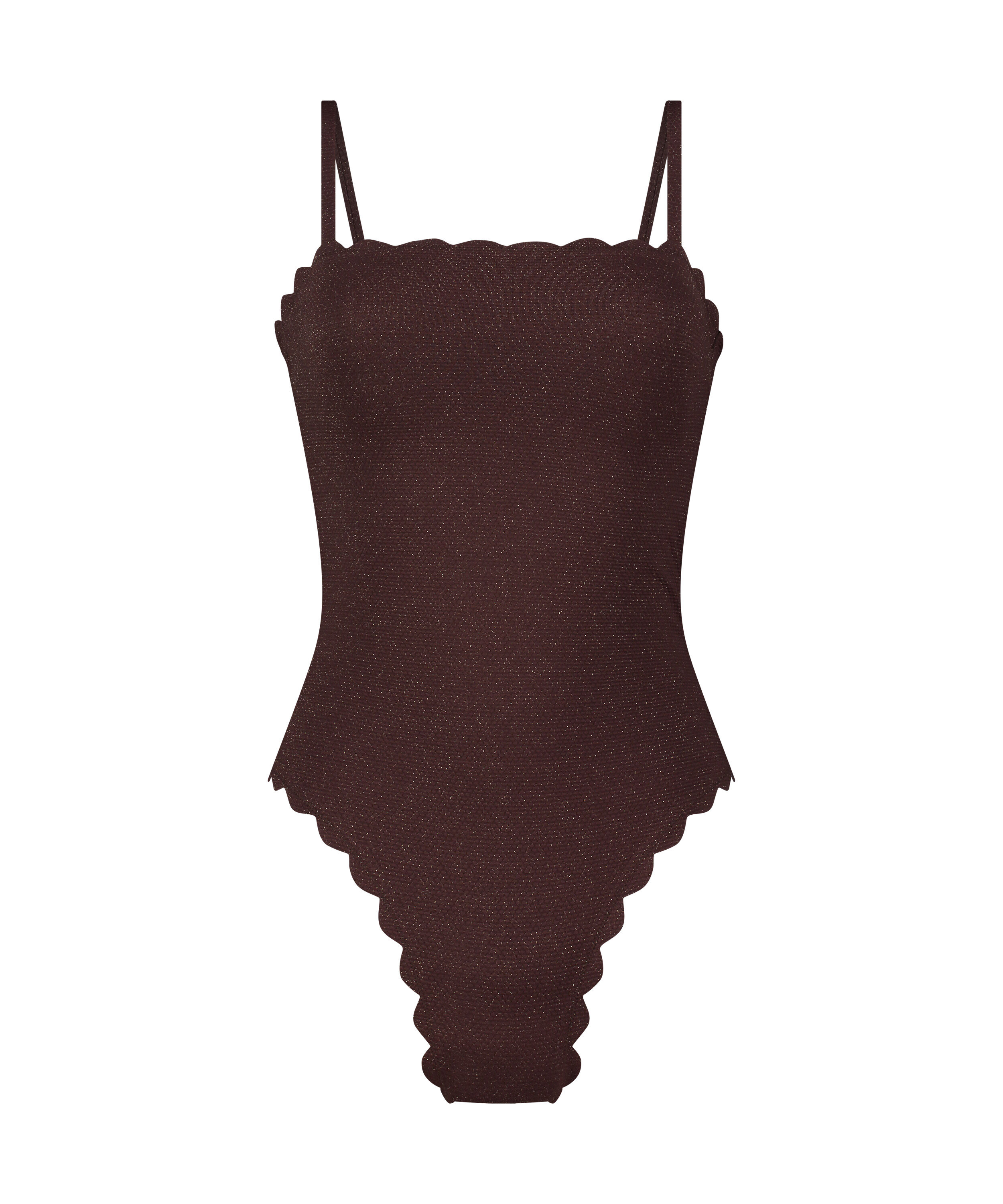 Kostium kąpielowy Bandeau Scallop, Brązowy