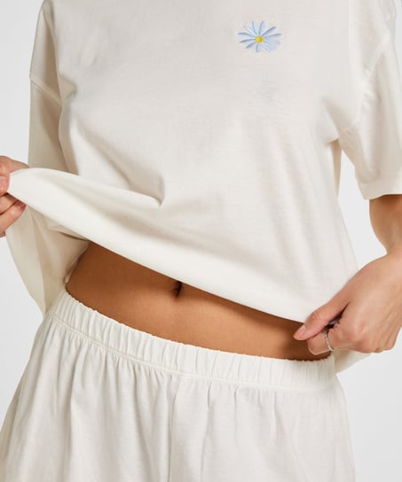 Zestaw piżamowy z bawełny, Biały