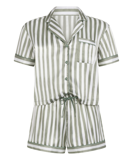 Satynowy zestaw piżamowy, Zielony