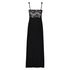 Long slip dress Modal lace, Czarny