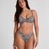 Biustonosz Bikini z Fiszbinami i Wkładkami Leopard, Czarny
