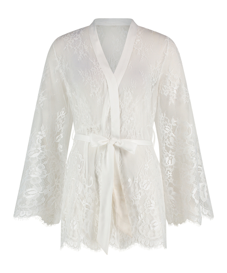 Kimono z koronką Isabelle, Biały