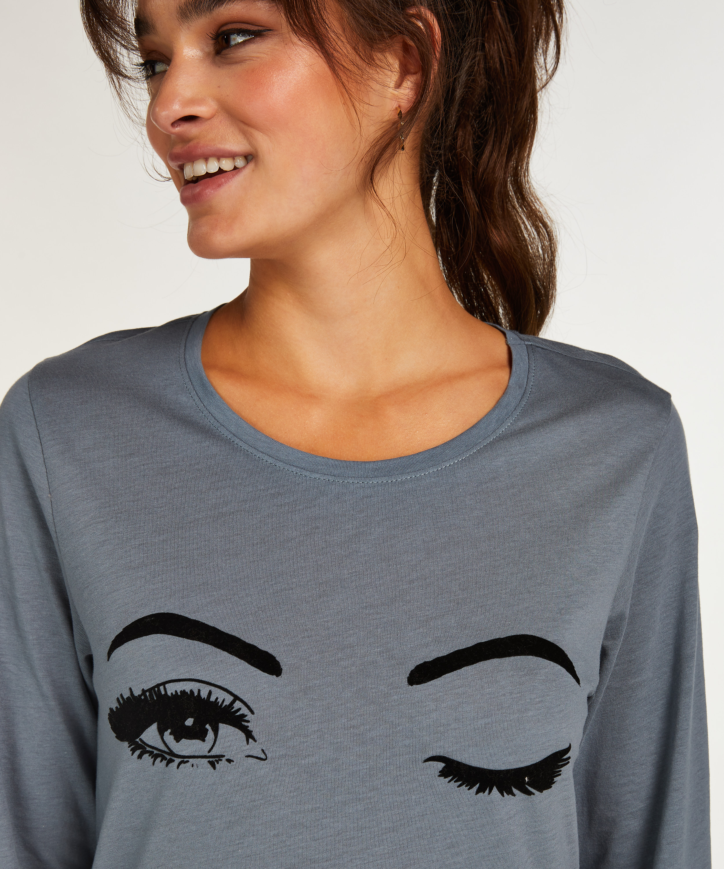 Koszula nocna z okrągłym dekoltem, Niebieski, main