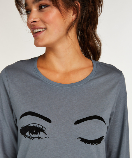 Koszula nocna z okrągłym dekoltem, Niebieski