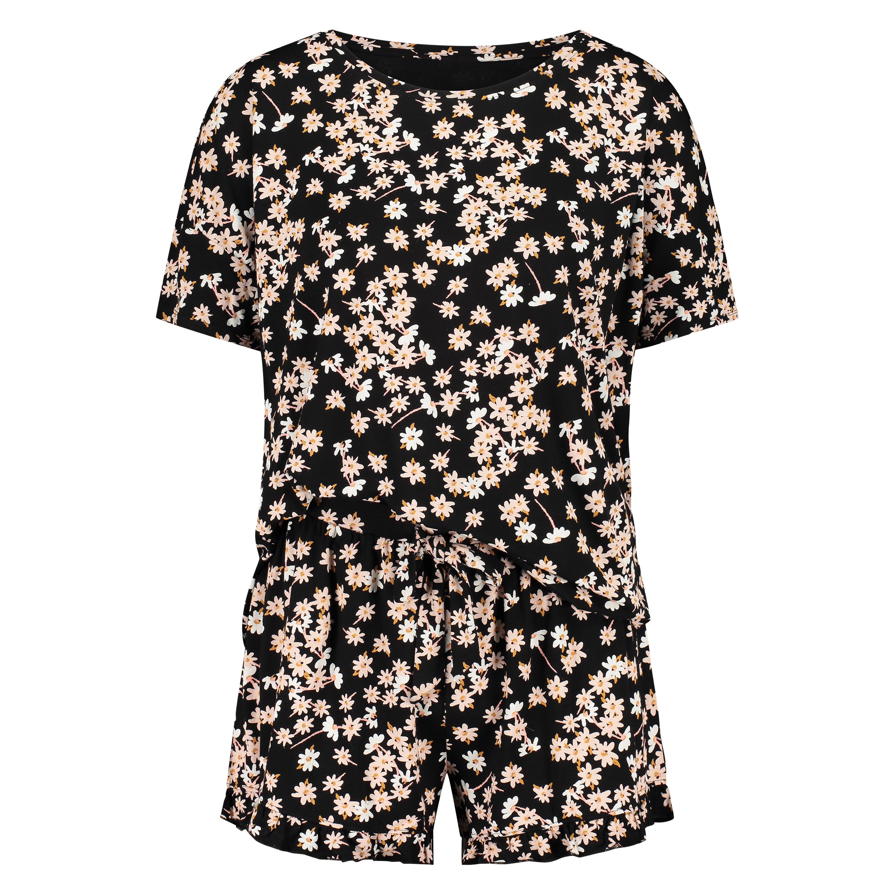 Piżama z szortami, Czarny, main