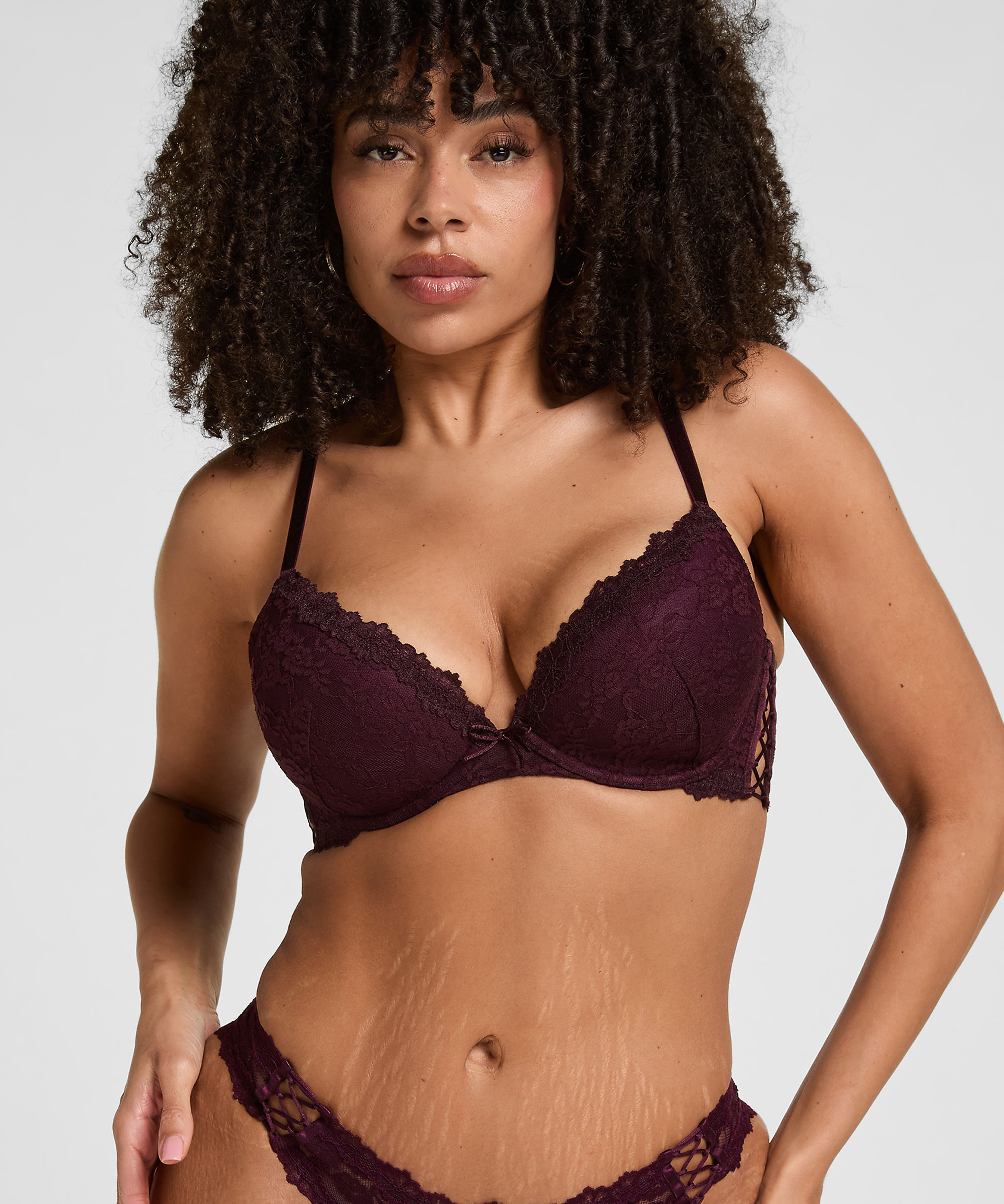 Padded Underwired Longline Bra Aveline, Fioletowy, main