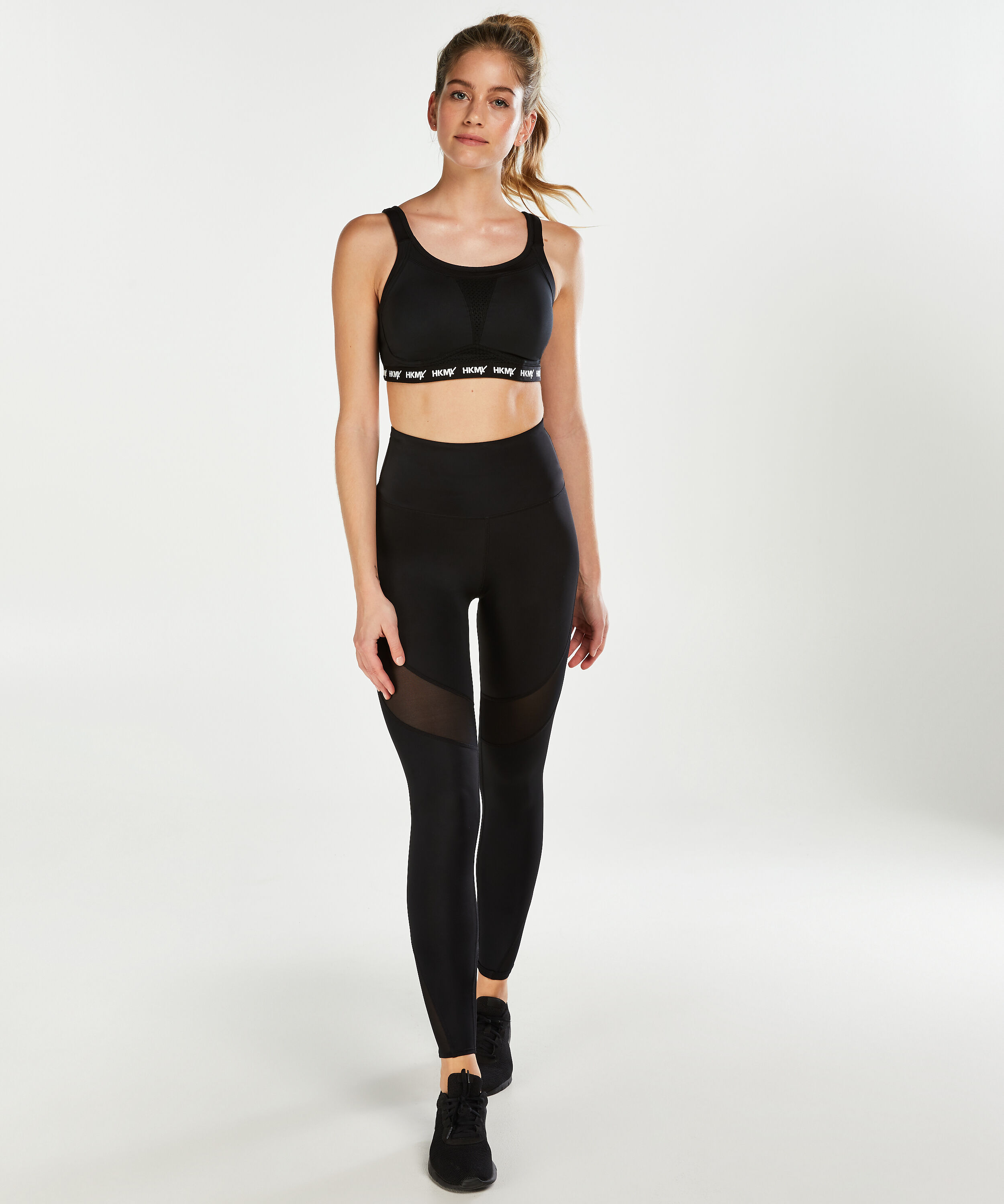 HKMX High waisted sport legging mesh, Czarny