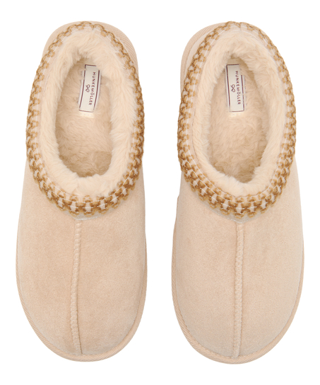 Kapcie Boot Faux Suede Stitching, Pomarańczowy