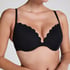G&oacute;ra od bikini push-up z fiszbinami, z falowanym brzegiem, miseczki A &ndash; E, Czarny