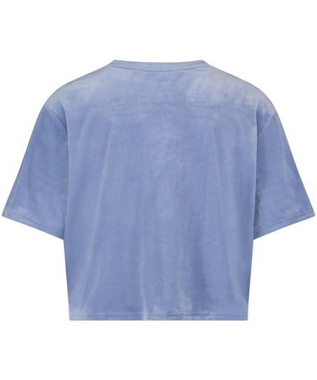 Top welurowy z kieszonką, Niebieski