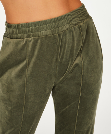 Joggery welurowe ze szczypankami, Zielony