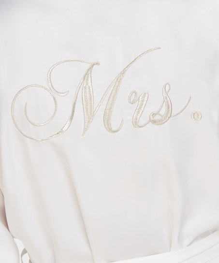 Satynowe kimono dla panny młodej, Biały