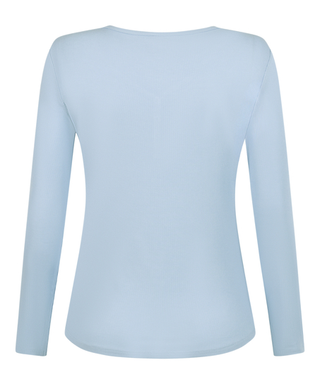 Bluza piżamowa Henley z długim rękawem, Niebieski