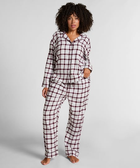 Flanelowe spodnie od piżamy, Biały