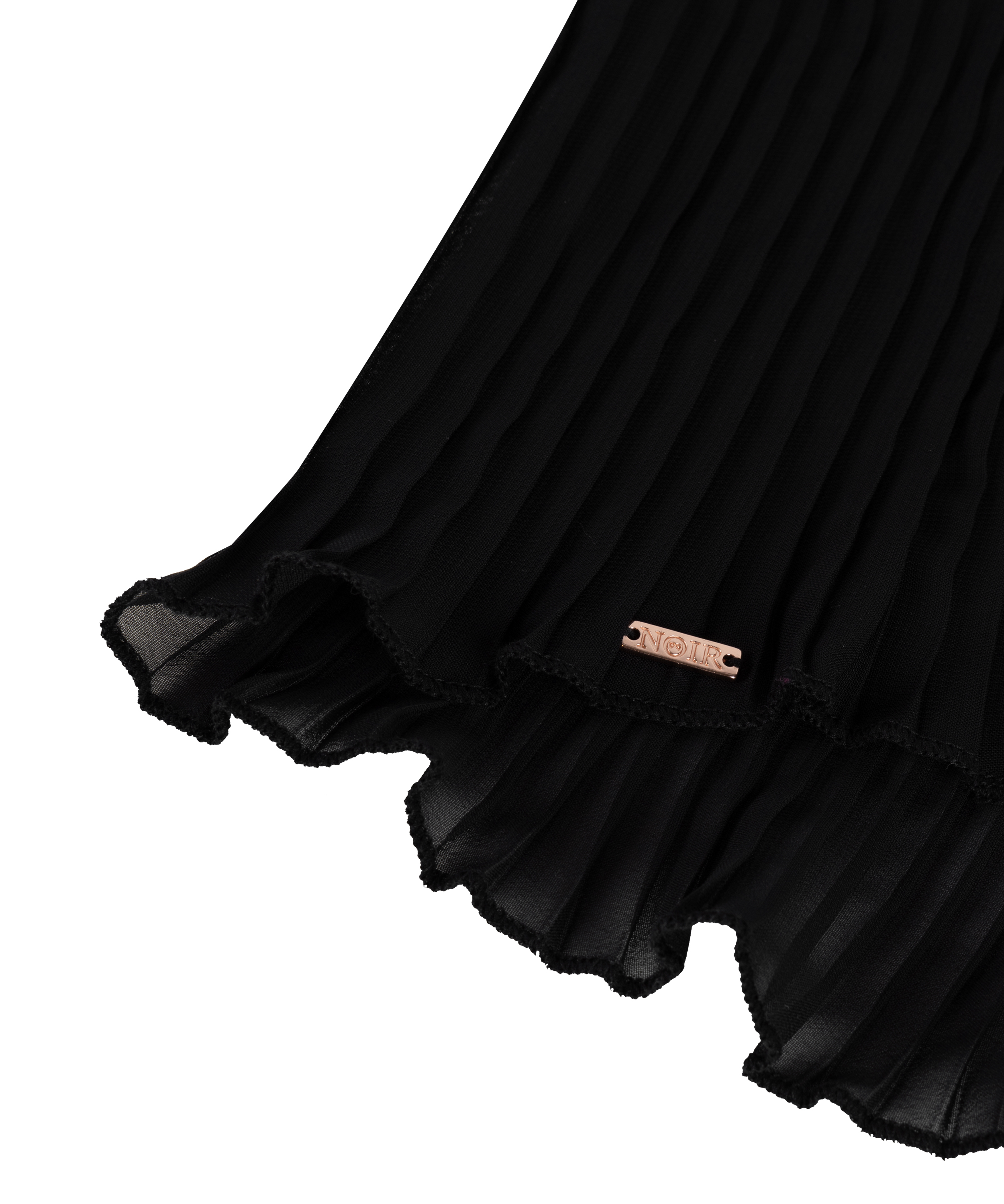 Plisowana koronkowa koszulka na ramiączkach, Czarny, main