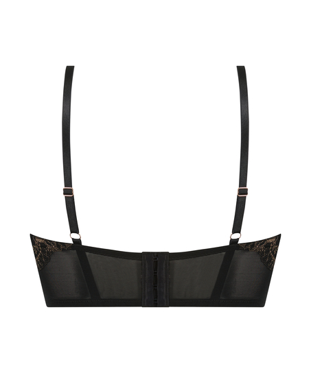 Usztywniony długi  biustonosz z fiszbinami Lexi, Czarny